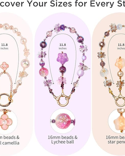 Phone Charm for Women, Anti-Theft Phone Wrist Strap, Hands-Free & Detachable Cellphone Lanyard Chain with Tether Tab