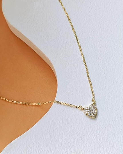 Cute Heart Necklace Dainty 18k Gold Plated Tiny Heart Pendant Choker Necklaces Small Gold Love Open Heart Chain Necklace for Women Simple Gold Necklace for Women Trendy Jewelry