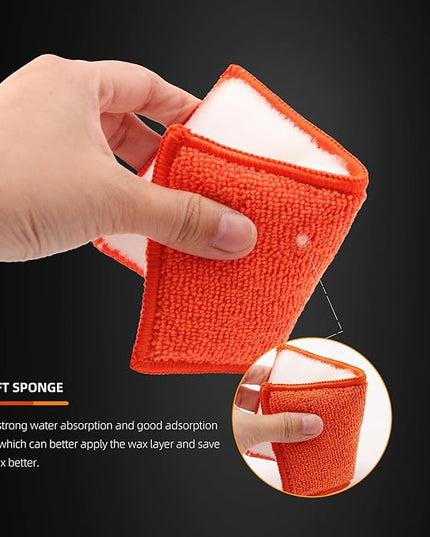SPTA Car Interior Scrubbing Sponge, 8Pcs Scrub Ninja, Microfiber Car Wax Applicator, Car Wash Sponges for Car, Boat, Wood, Marble and Motorcycle, 6in x 3.3in x 0.8in