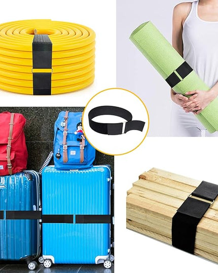 2"x16ft Reusable Cinch Strap with 10 Metal Buckles, Cut-to-Length Fastening Securing Straps, Adjustable Nylon Cable Straps and Cord Ties for Organizer or Storage, 2 inch Wide, Black