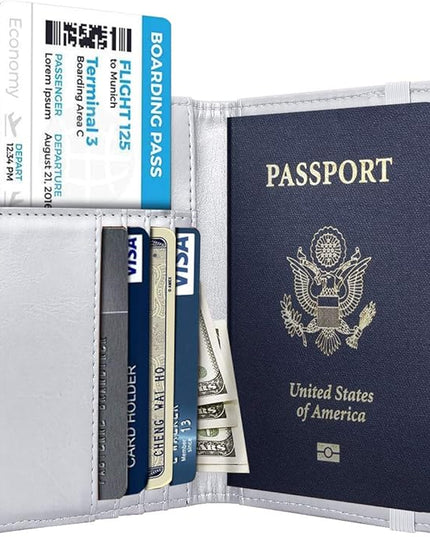 Passport Holder Cover Travel RFID Blocking Passport Cover Rose Gold Cute Flowers Passport Wallet with Elastic Band for Women