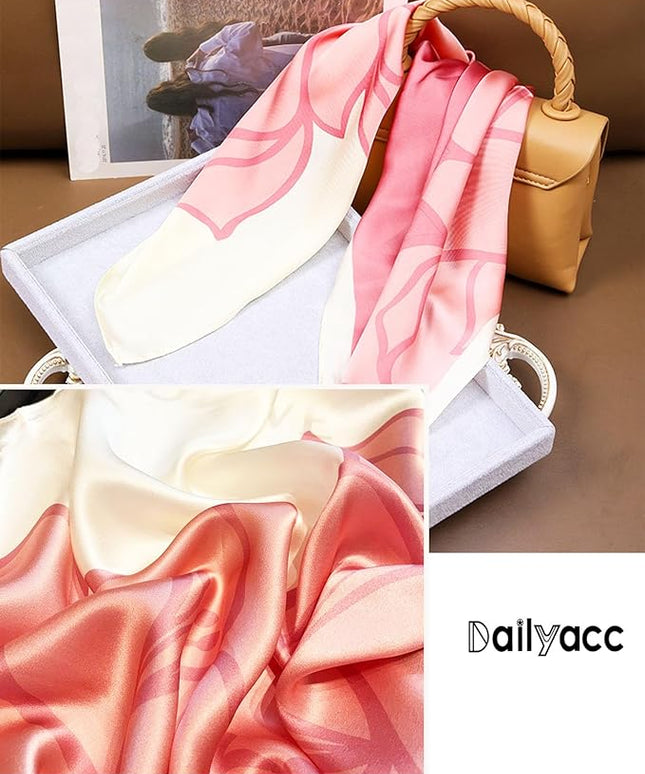 Dailyacc Hair Bandanas Scarf For Women Lightweight Fashion Neck Silk Satin Head Scarves For Sleeping Handbags Scarf