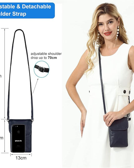 befen Genuine Leather Small Crossbody Bags for Women Cell Phone Bag Cross Body Purses,Silver Zipper