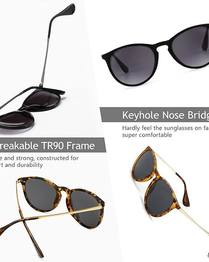 SUNGAIT Premium Vintage Round Sunglasses for Women Men Classic Retro Trendy Style
