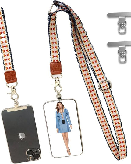LEMEDE Wrist Keychain and Adjustable Phone Lanyard, Silver Hook Phone Crossbody Strap with 360° Rotating Phone Pads