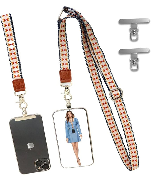LEMEDE Wrist Keychain and Adjustable Phone Lanyard, Silver Hook Phone Crossbody Strap with 360° Rotating Phone Pads