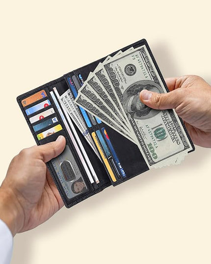 Real Leather Women Wallet Leather with RFID Blocking -Trifold Card Holder Designer Ladies Clutch with ID Window Wallets