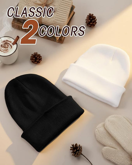 Zhanmai 12 Pack Small Winter Beanie Hats Bulk Warm Knitted Cuffed Skull Cap for Men Women