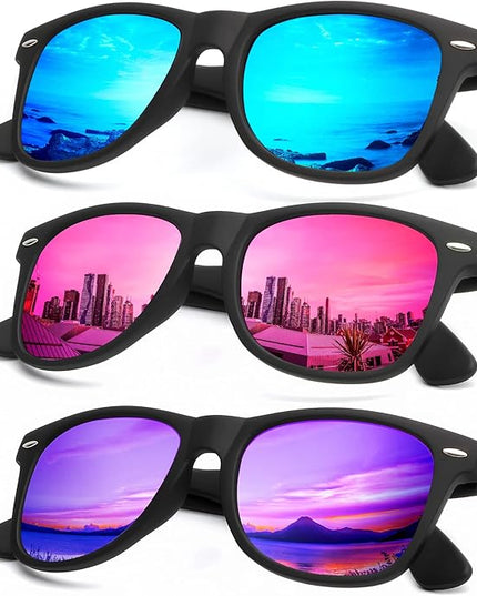 KALIYADI Polarized Sunglasses for Men and Women Matte Finish Sun glasses Color Mirror Lens UV Blocking (3 Pack)