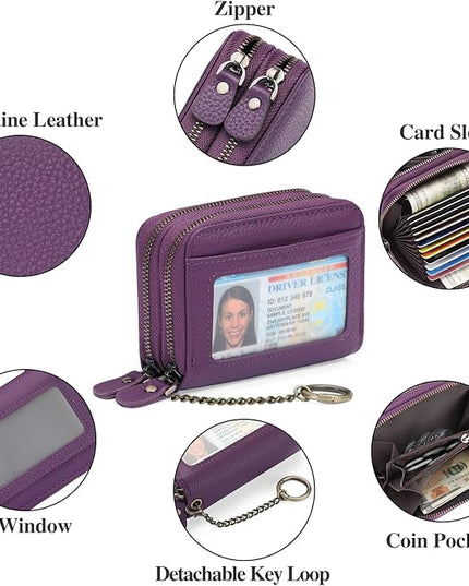 GOIACII Small Genuine Leather Wallet for Women, RFID Blocking Credit Card Holder Wallet