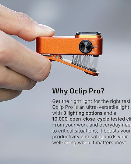 OLIGHT Oclip Pro EDC Flashlight Clip-on Light, Rechargeable 500 Lumens with Three Lighting Solutions Type-C Charging, Magnetic Flash Lights for Signaling, Cycling, Outdoor or Indoor Use(Orange)