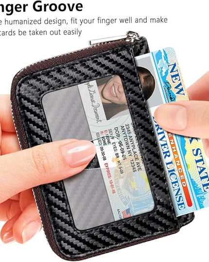 FurArt Zipper Wallet Women, RFID Blocking Credit Card Wallet, Business Card Holder, Compact Size KeyChain Wallet