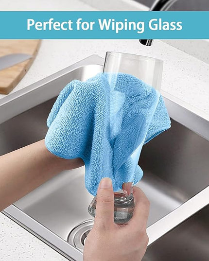 HOMEXCEL Blue Microfiber Cleaning Cloth, 8 Pack Cleaning Towels for Kitchen, Lint Free, Scratch-Free, Highly Absorbent, and Reusable Cleaning Rags for House, Window and Glass, Cars, 11.5 X11.5 inch