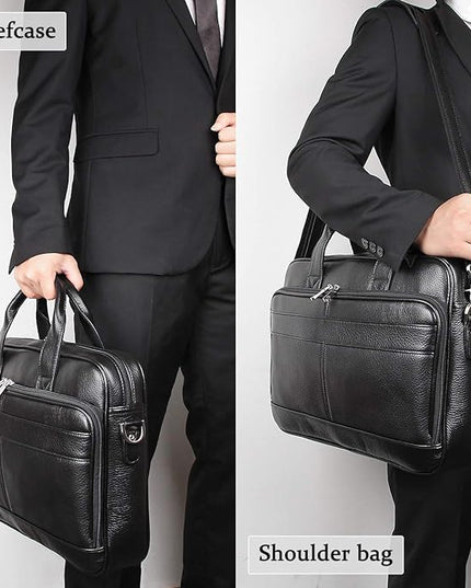 Augus Leather Messenger Bag for Men Vintage Travel Backpack 17 inch laptop Briefcase Shoulder Bags