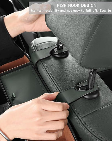 HOLDCY Car Back Seat Organizer with 2 Drink Cup Holder - Tissue Box and Storage Box Hook - Multi-functional Storage - Great for Kids and Travel (Green)