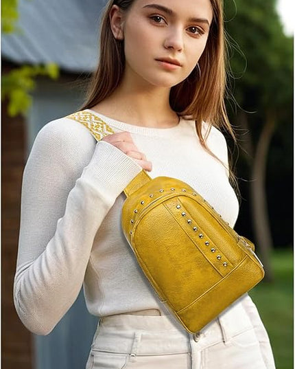 FALAN MULE Crossbody Bags for Women Trendy Leather Sling Chest Bag Fanny Packs for Women