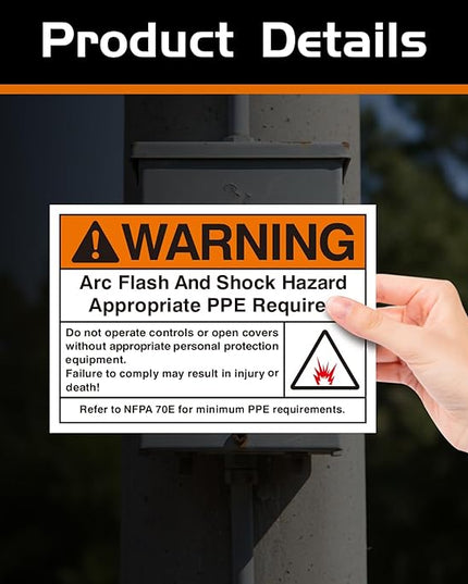 100 PCS Warning Arc Flash and Shock Hazard Label - 3.5 x 5 Black & Orange Electrical Safety Warning Decal High Performance Polyester Safety Sticker Signs for The Workplace