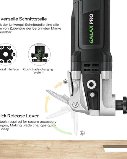 GALAX PRO 3.5A 6 Variable Speed Oscillating Multi Tool Kit with Quick Clamp System Change and 30pcs Accessories, Oscillating Angle:4° for Cutting, Sanding, Grinding