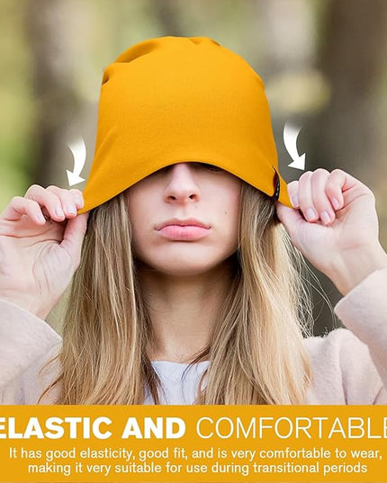 Slouchy Beanie for Women Men Soft Cotton Chemo Hats Double-Layer Warm Beanie Cap for Daily Wear & Transitional Seasons