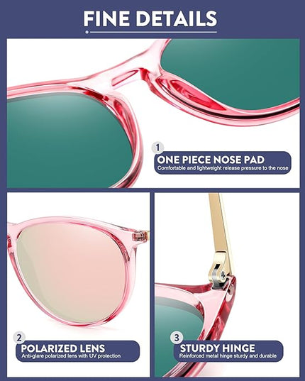 WOWSUN Retro Polarized Sunglasses Womens 2026 Trendy Round Classic Glasses