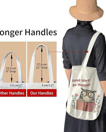 Tote Bag for Women, Reusable Zippered Canvas Bag with Handles Pocket Thick Canvas, for Grocery Shopping Beach Gift