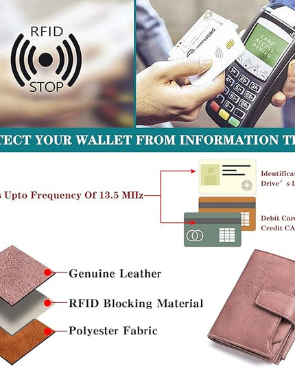 FALAN MULE Small Wallet for Women Leather Bifold Compact RFID Blocking Small Womens Wallet Purse