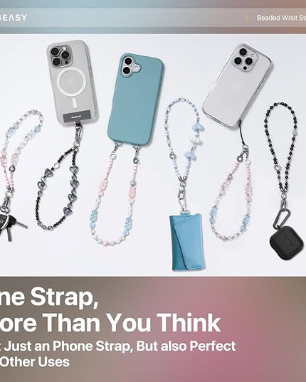 MAGEASY Beaded Phone Charm for Women - Cell Phone Wrist Strap with Teather Tab, Designed for iPhone & Android Phones, Keychain, Camera - Bear Bliss