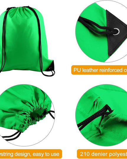 KUUQA 50Pcs Green Drawstring Backpack Bulk Drawstring Bags String Bags Storage Bags Gym Backpack for Sport Gym Traveling