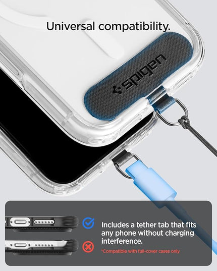 Spigen Universal Lanyard Wrist Strap with Keychain for iPhone, ID Badge Wallet Holder, AirPods, Cameras, Keychain & Everyday Carry, Durable Carabiner with Wrist Strap - Black