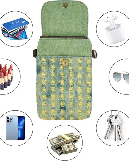 Women's Small Crossbody Bags Canvas Cellphone Purse Coin Pouch Wallet Mini Shoulder Handbags Wristlet Clutch
