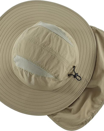 Home Prefer UPF 50+ Mens Wide Brim Fishing Hat with Neck Flap Sun Hat for Men Women Sun Protection Cap