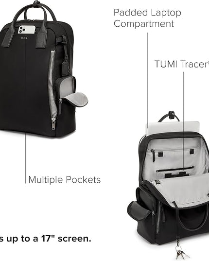 TUMI - Voyageur Atlanta Backpack - Travel Backpack for Women - For Business, Commute - Holds Up to 17" Laptop - Black & Gunmetal Hardware