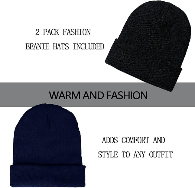 ZOORON 1&2 Pack Beanie for Men Women Slouchy Beanie Hats Winter Knit Caps Soft Ski Hat Unisex