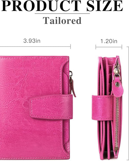 FALAN MULE Small Wallet for Women Leather Bifold Compact RFID Blocking Small Womens Wallet Purse
