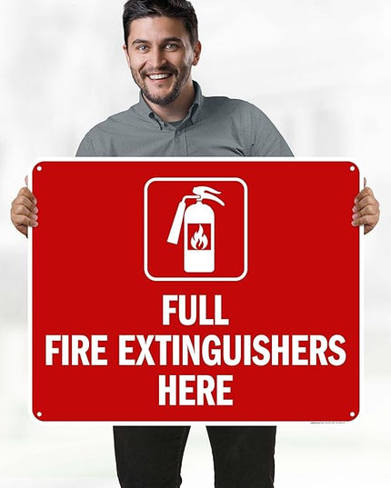 Full Fire Extinguishers Here Sign, 24x30 Inches, 55 mil thick HDPS (high density polystyrene), Made in USA by My Sign Center