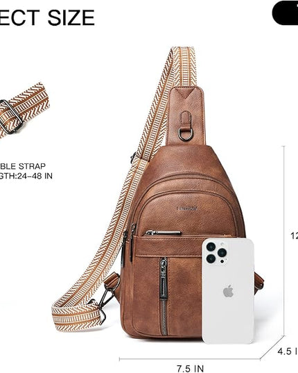 7L Sling Bag For Women Men Backpack Fanny Pack Crossbody Chest Travel Shoulder Belt Bags Purse Handbag PU Leather