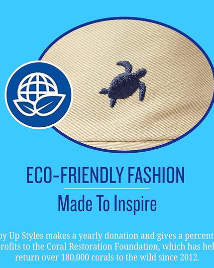 Buoy Up - Bucket Hat, Adjustable Cap with Buckle Closure - Eco-Friendly Organic Cotton for Men and Women (Beige)