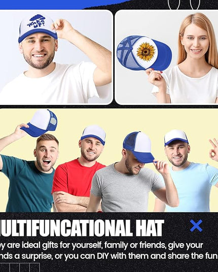 10 Pcs Sublimation Blank Trucker Hats Bulk Mesh Baseball Cap Polyester Mesh Trucker Hat for Men and Women