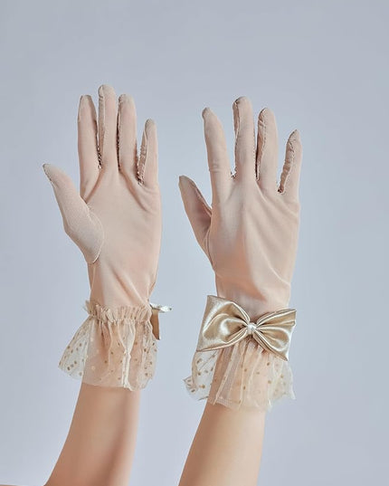 Sahabowi Satin Gloves Formal Bridal Banquet Party Wedding Opera Solid Colorful Mitten For Women