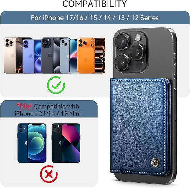 Defencase for Magsafe Wallet Magnetic Card Holder RFID Blocking, PU Leather Minimalist Phone Wallet for MagSafe Phones and Cases for iPhone 17/16/ 15/14/ 13/12/ Pro/Max/Plus/Air, Dark Blue