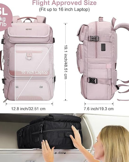 PIJUSHI Carry on Travel Backpack for Women Convertible Duffel Bag Backpack Large Luggage Rucksack Fit 16 Inch Laptop(PE039 Light Purple)
