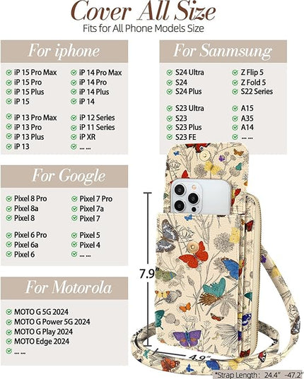 Cute Small Crossbody Purse Cell Phone Bags for Women - Leather Cellphone Wallet Purse with Shoulder Strap