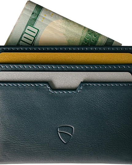 Vaultskin MOORGATE Slim Card Holder - Minimalist Leather Wallet, RFID Blocking Sleeve, Fits Front Pocket, for Men and Women