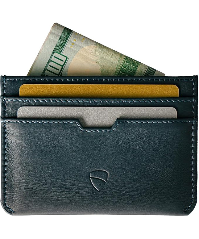 Vaultskin MOORGATE Slim Card Holder - Minimalist Leather Wallet, RFID Blocking Sleeve, Fits Front Pocket, for Men and Women