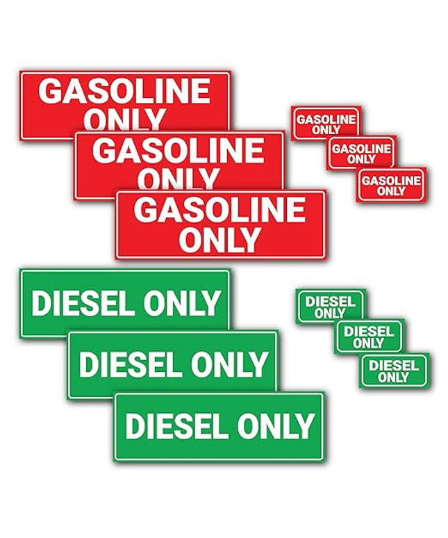 (12 Pack) Diesel Only Sticker & Gasoline Only Sticker Sign
