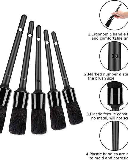 10pcs Detailing Brush Set, Multi-Purpose Car Detailing Brushes for Cleaning Car Interior, Exterior, Engine, Leather, Including 5 car Cleaning Brush, 3 Wire Brush, 2 Air Vent Brush,Black