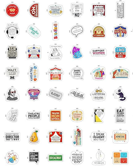 100Pcs Theatre Stickers for Laptop, Drama Stickers and Decals - Theatre Gifts - Drama Party Supplies - Gift for Women & Men