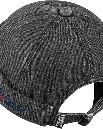 Croogo Denim Docker Hat Fashion Brimless Beanie Hat Retro Worker Skull Cap Rolled Cuff Sailor Cap Hip Hop Dancing Watch Cap