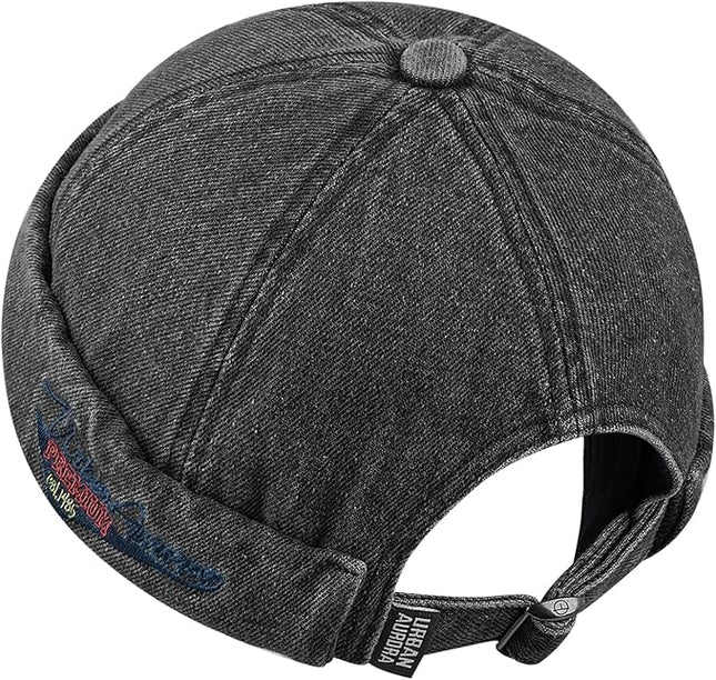 Croogo Denim Docker Hat Fashion Brimless Beanie Hat Retro Worker Skull Cap Rolled Cuff Sailor Cap Hip Hop Dancing Watch Cap