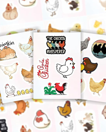 BulbaCraft Chicken Stickers for Water Bottle and Laptop - Chicken Party Supplies & Decorations, Waterproof Vinyl Decals, Cute Animal and Farm Stickers, Gifts for Women & Men